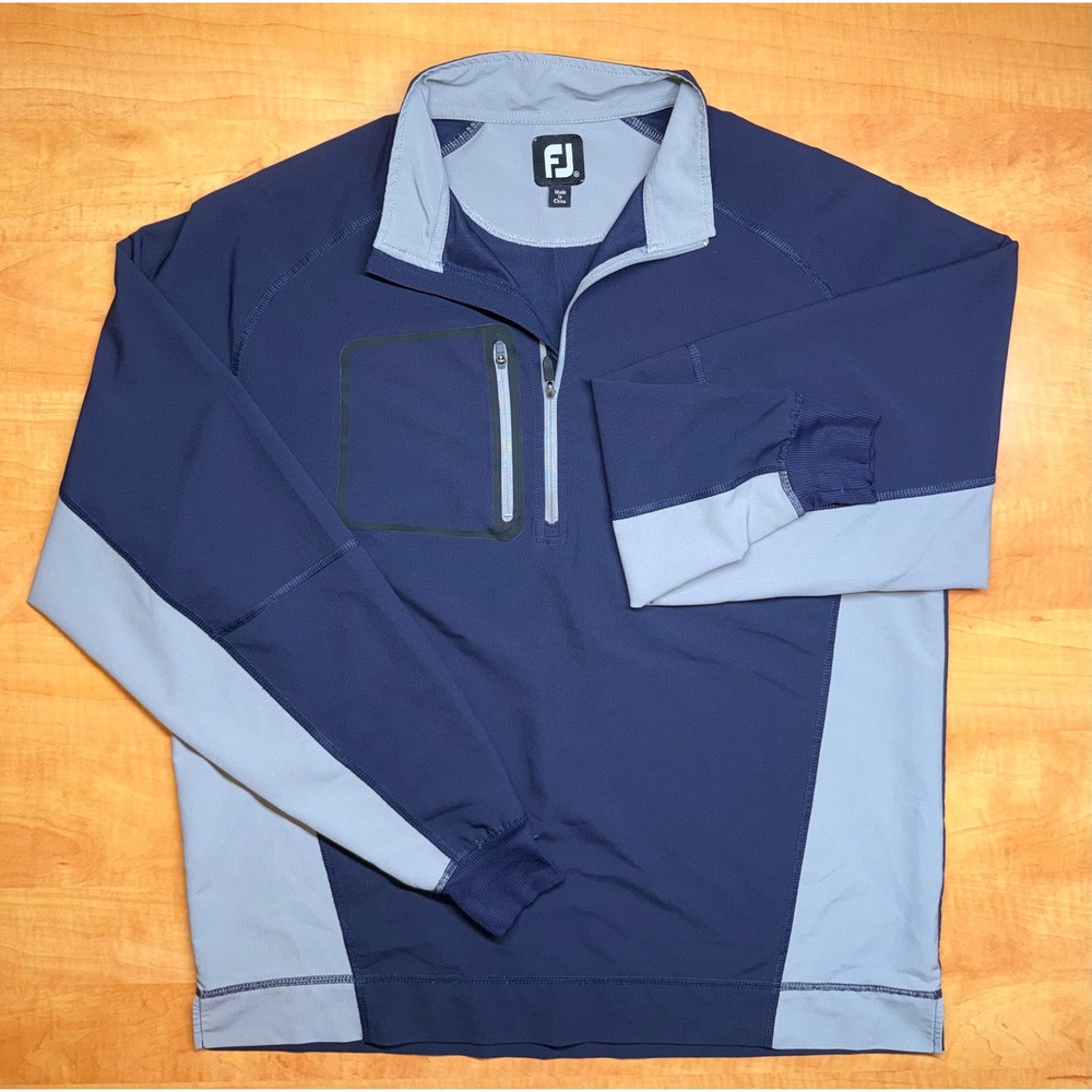 FootJoy Mens Navy Grey Quarter Zip Golf Pullover Performance Stretch Jacket M